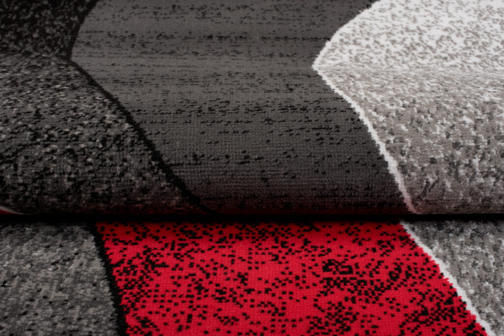 DREAM Tapis Moderne Ondes Vagues Rouge Gris Noir Fin