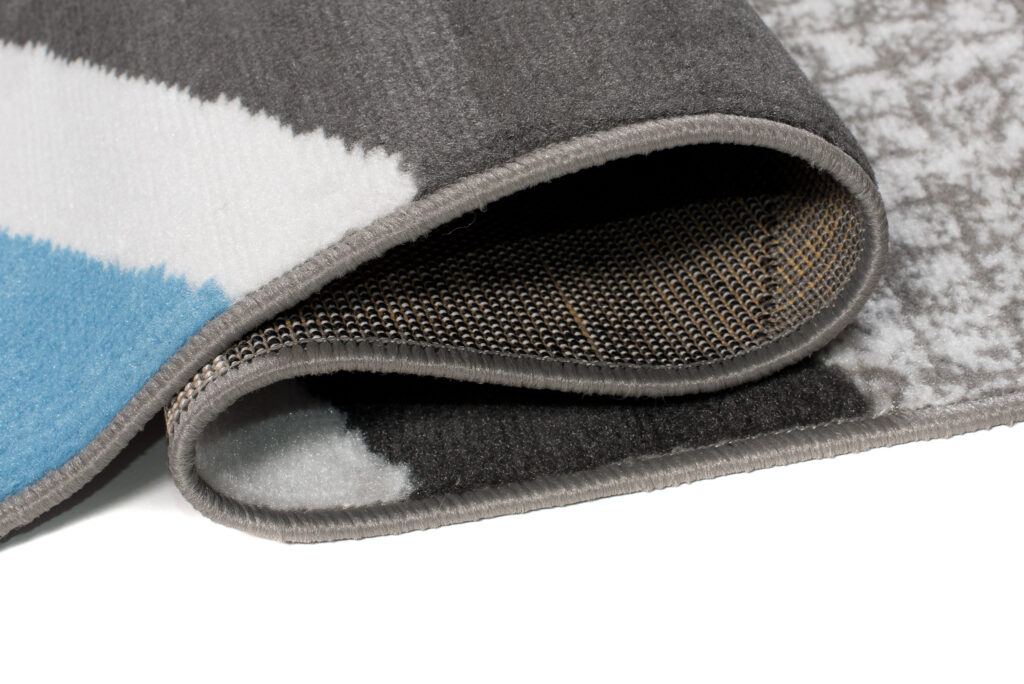 Tapis Maya Gris Bleu Géométrique Lignes