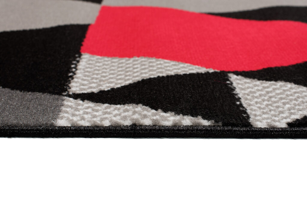 Tapis Maya Gris Rouge Géométrique Triangles