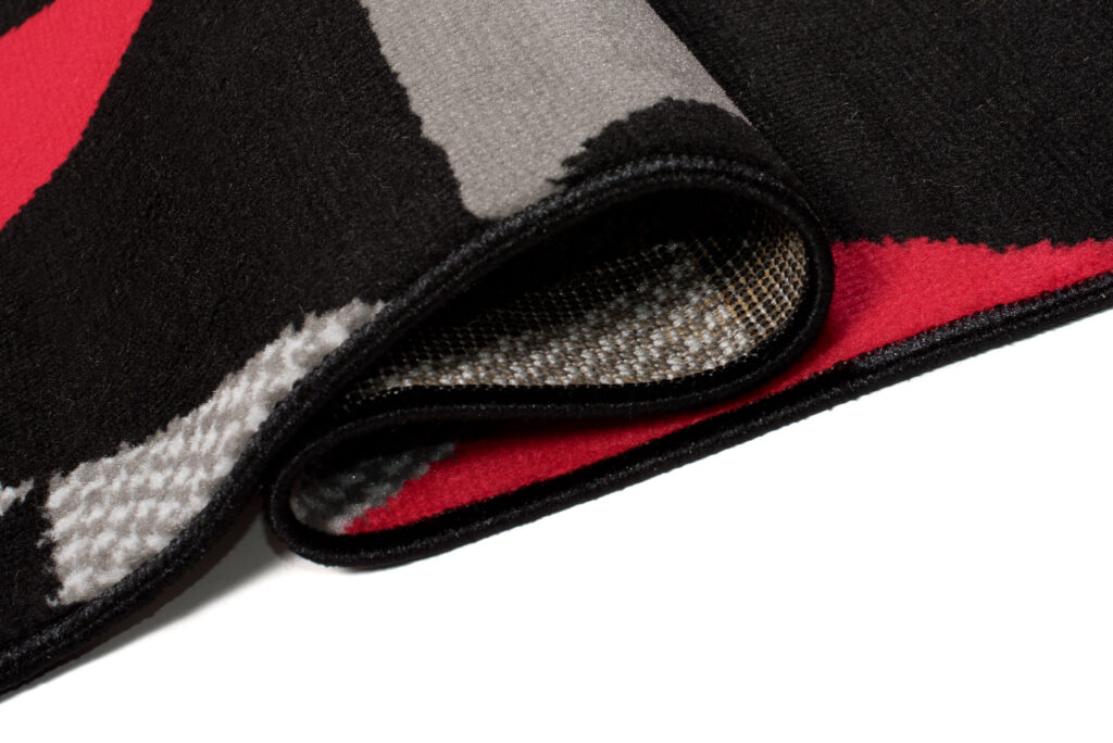 Tapis Maya Gris Rouge Géométrique Triangles