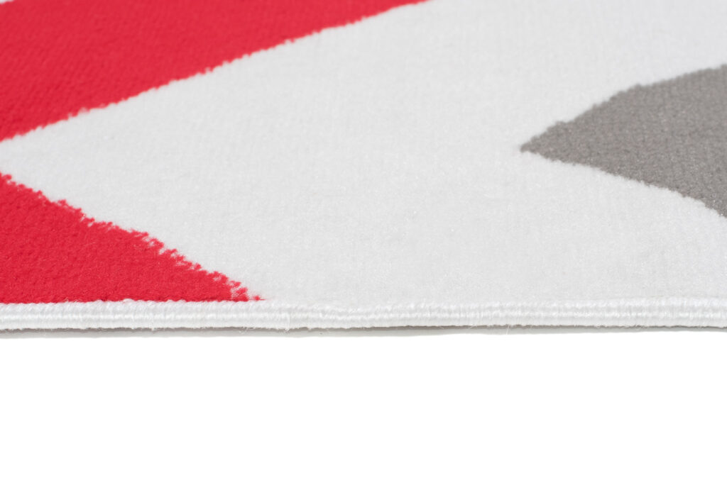 Tapis Maya Gris Rouge Géométrique Zigzags