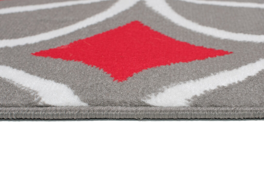 Tapis Maya Gris Rouge Géométrique Mosaïque
