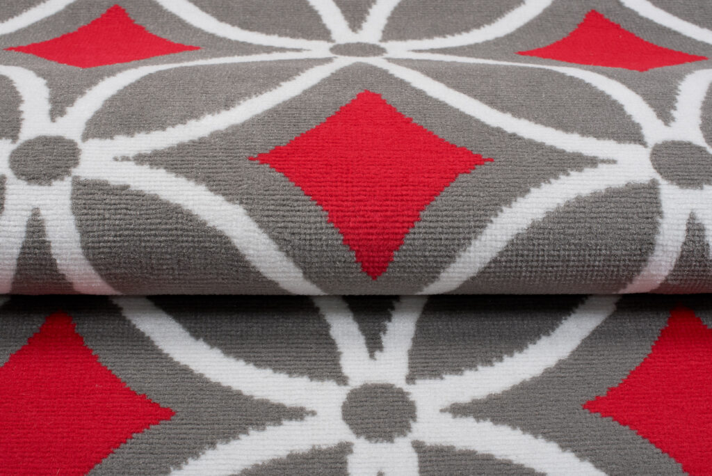 Tapis Maya Gris Rouge Géométrique Mosaïque