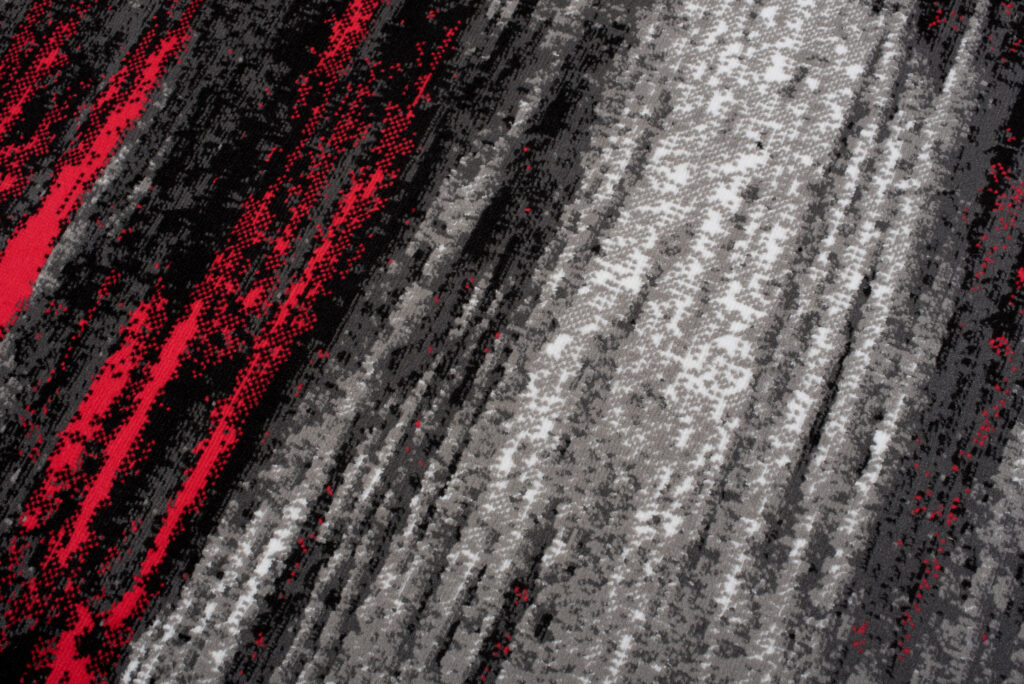 Tapis Maya Gris Rouge Abstrait