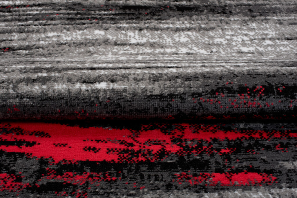 Tapis Maya Gris Rouge Abstrait