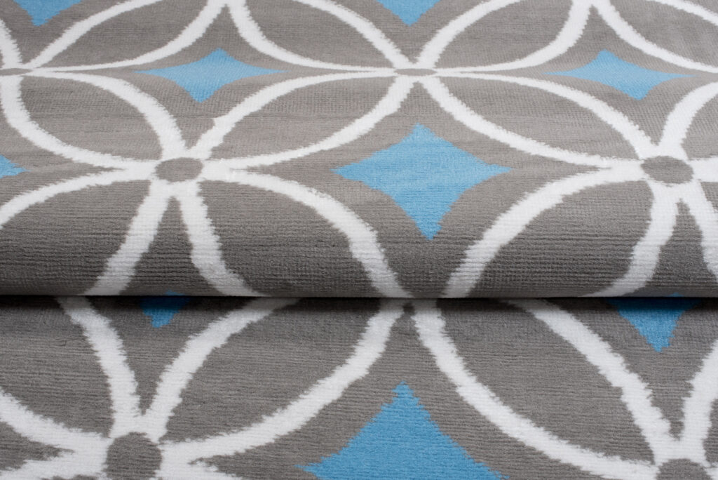Tapis Maya Gris Bleu Géométrique Mosaïque