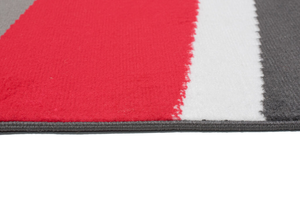 Tapis Maya Gris Rouge Abstrait Vagues