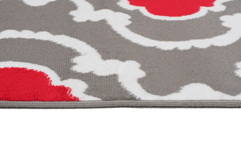 Tapis Maya Gris Rouge Géométrique Treillis