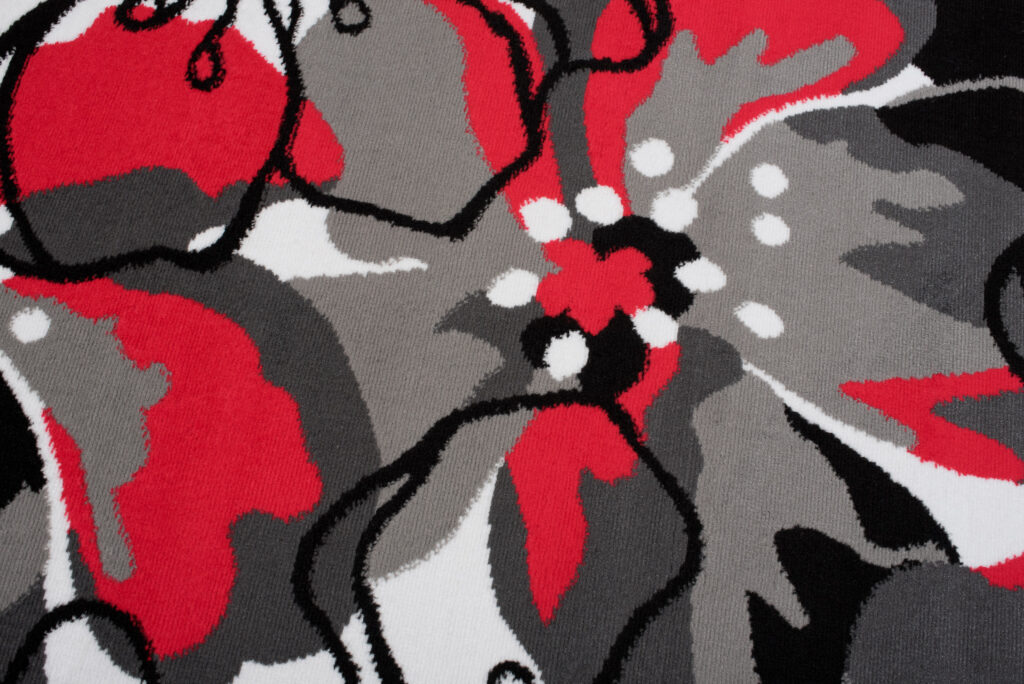 Tapis Maya Gris Rouge Fleurs