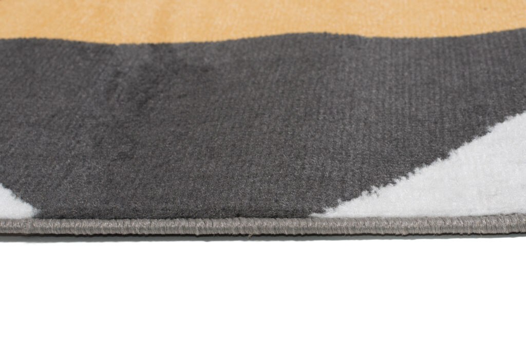 Tapis Maya Gris Jaune Trapèzes Carrés