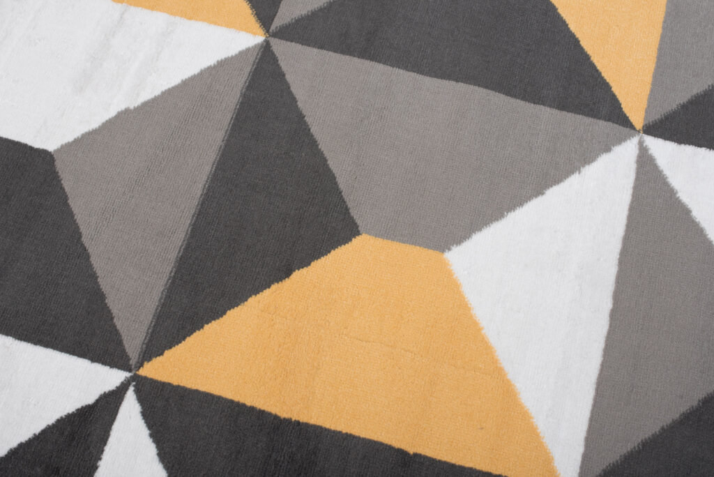 Tapis Maya Gris Jaune Trapèzes Carrés