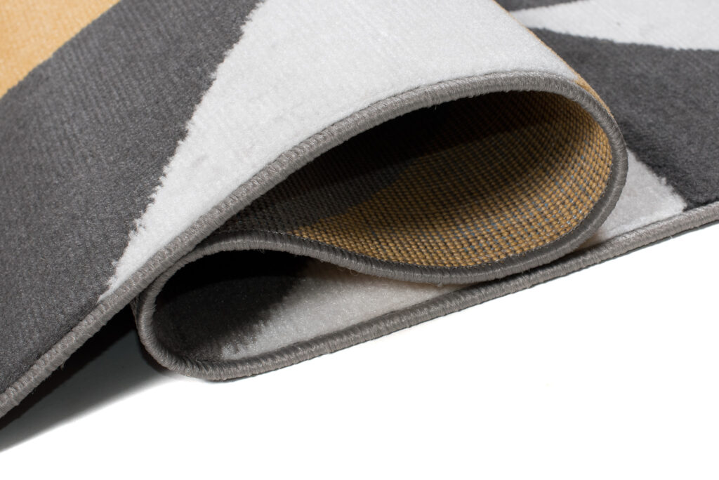 Tapis Maya Gris Jaune Trapèzes Carrés