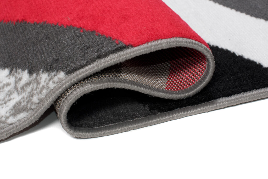 Tapis Maya Gris Rouge Géométrique Lignes