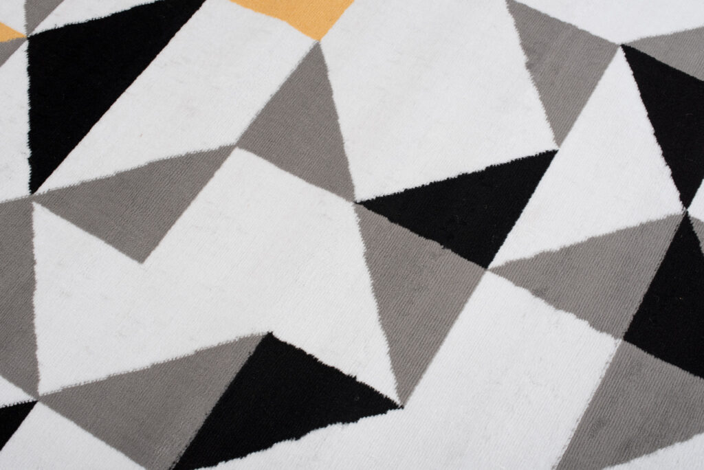 Tapis Maya Blanc Jaune Triangles