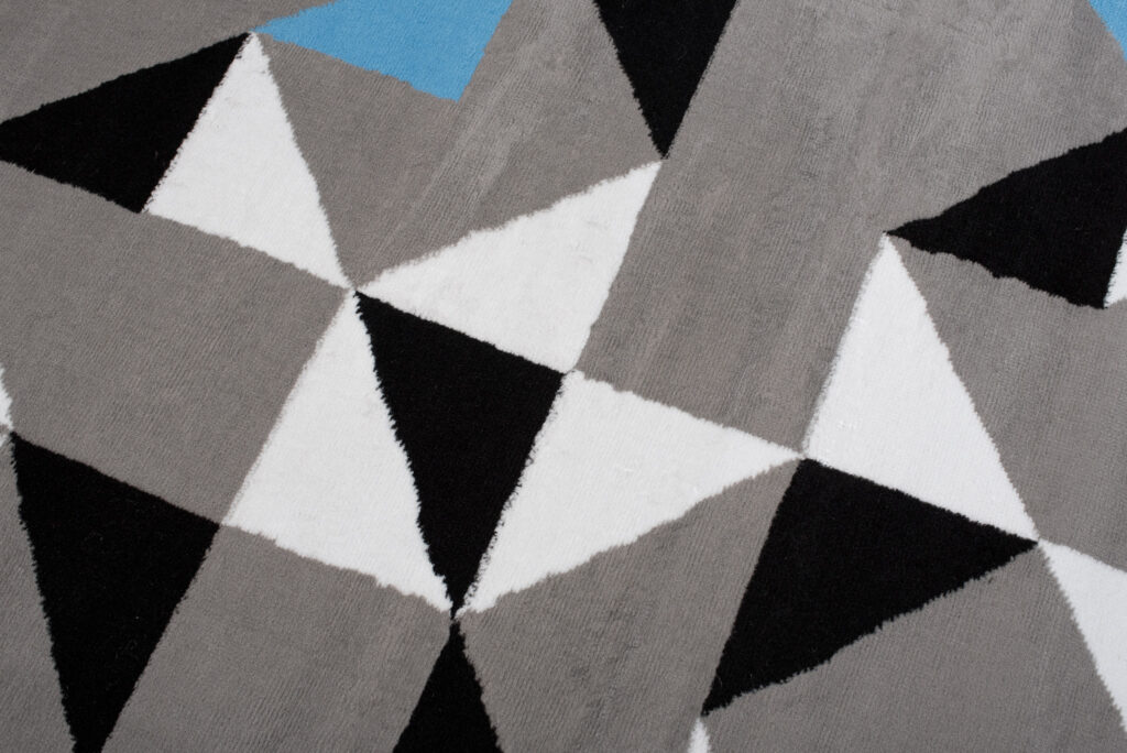 Tapis Maya Gris Bleu Triangles