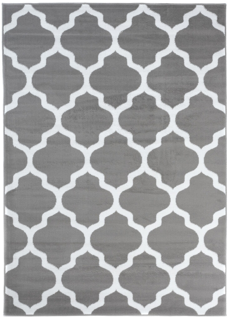 Tapis Luxury Gris Clair Blanc Géométrique Treillis