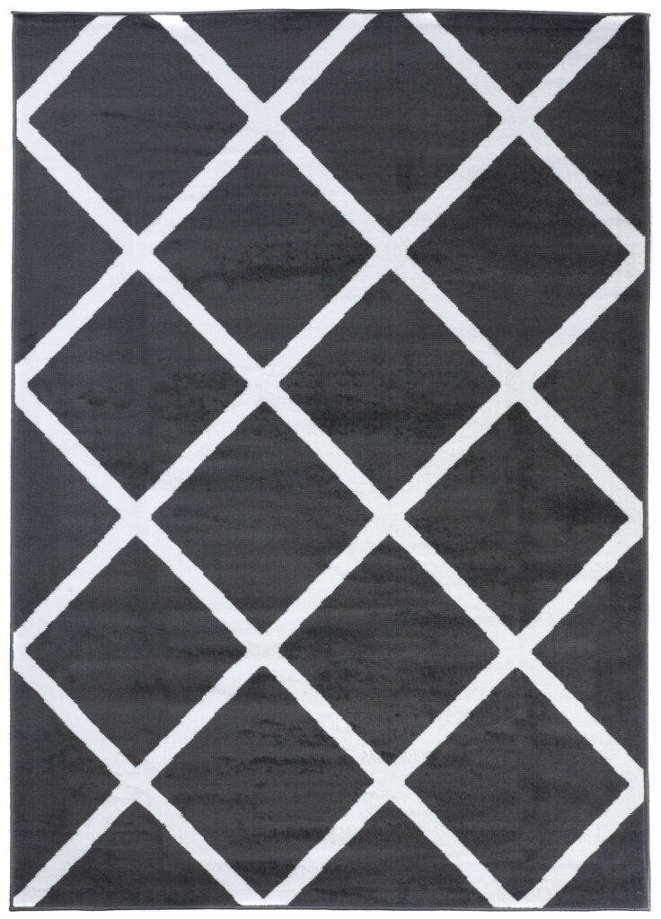 Tapis Luxury Gris Foncé Blanc Géométrique Carreaux