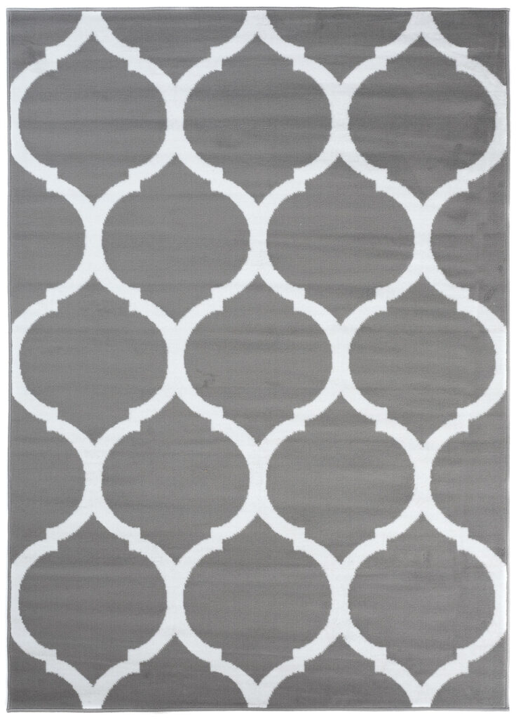 Tapis Luxury Gris Blanc Marocain Treillis
