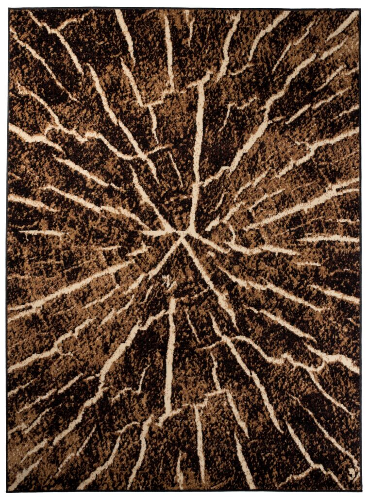 Tapis Luxury Marron Noir Bois Lignes
