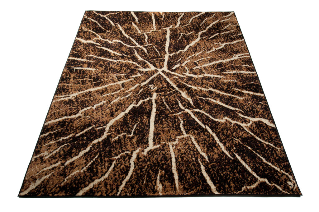 Tapis Luxury Marron Noir Bois Lignes