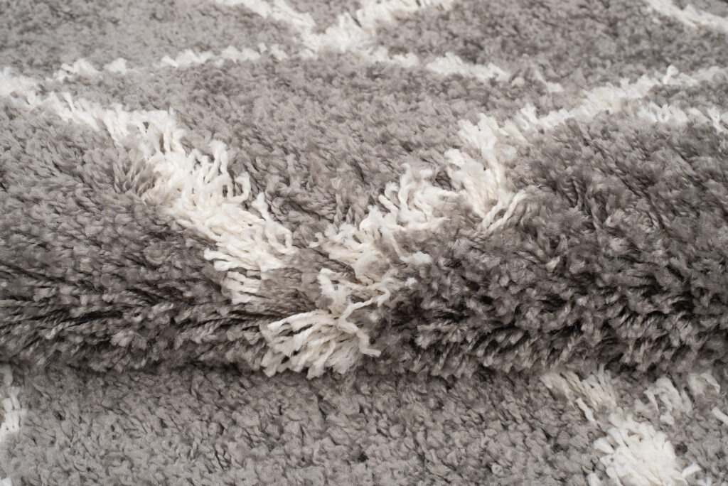Tapis Boho à Franges Gris Treillis Shaggy