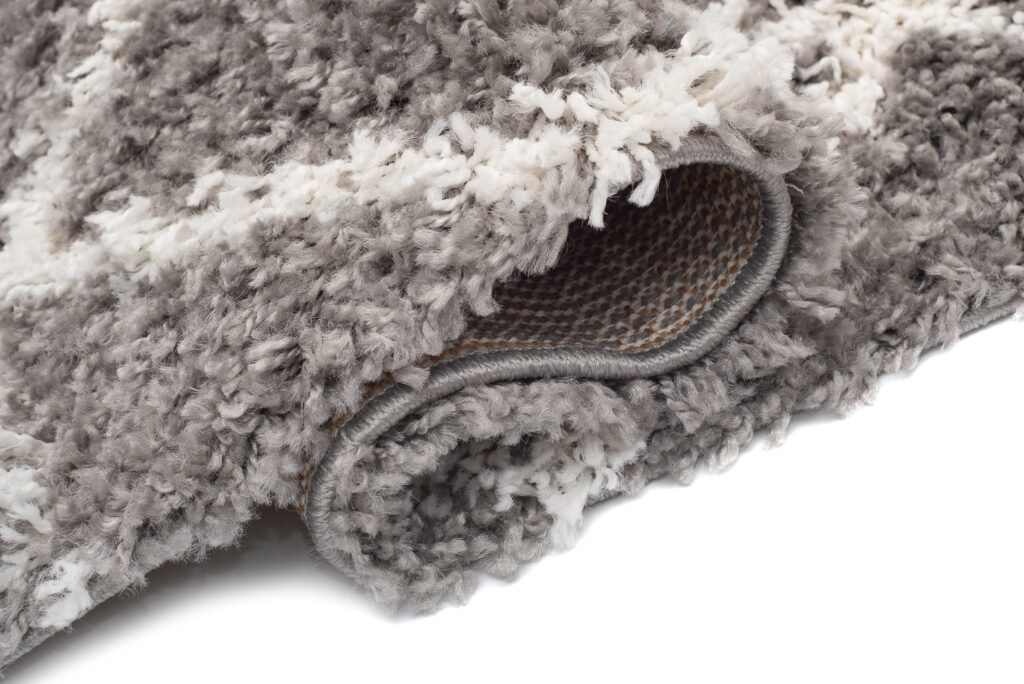 Tapis Boho à Franges Gris Carreaux Pois Shaggy