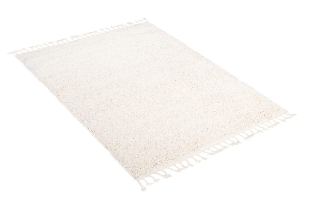 Tapis Boho à Franges Crème Shaggy