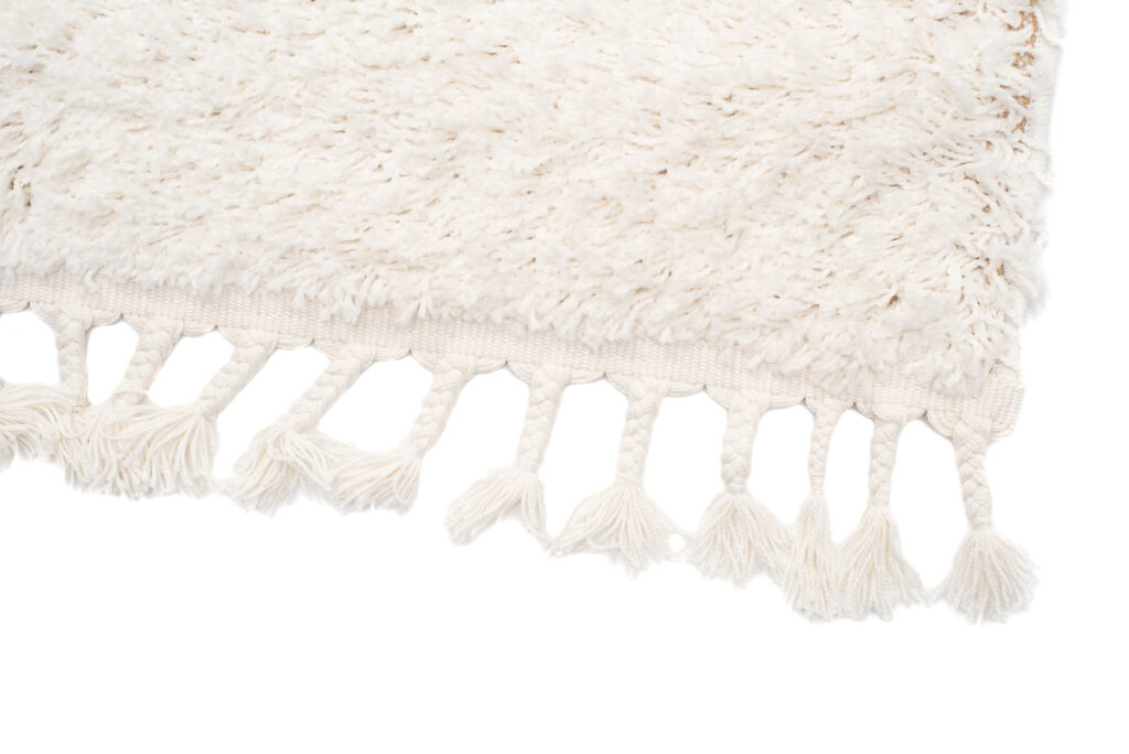 Tapis Boho à Franges Crème Shaggy