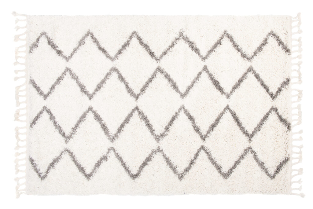 Tapis Boho à Franges Crème Zigzag Shaggy