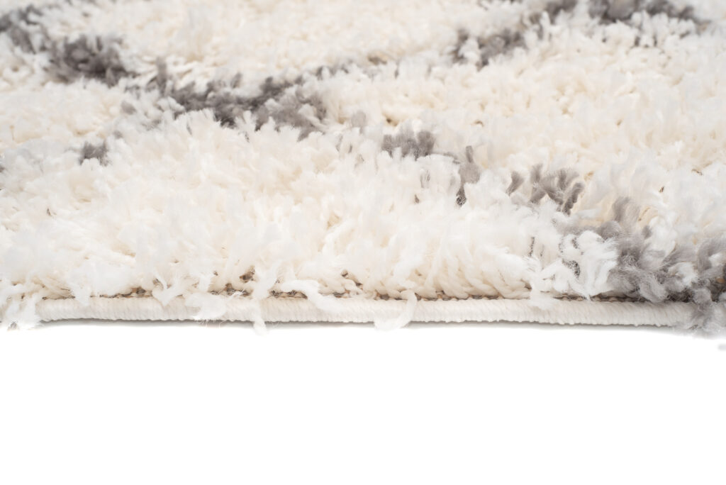Tapis Boho à Franges Crème Carreaux Pois Shaggy