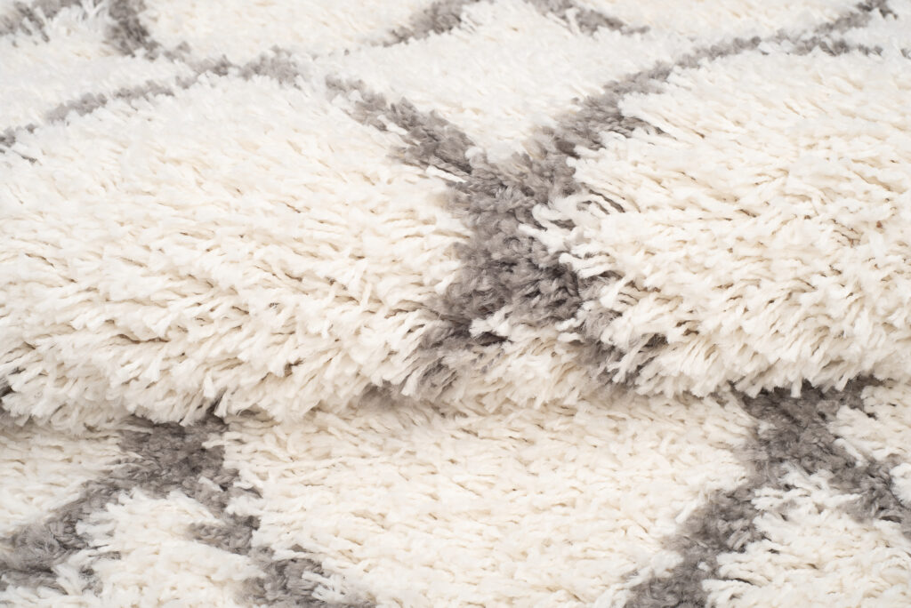 Tapis Boho à Franges Crème Carreaux Pois Shaggy