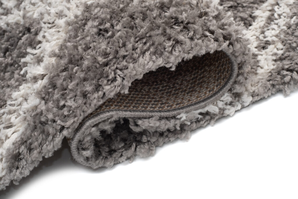 Tapis Boho à Franges Gris Carreaux Shaggy