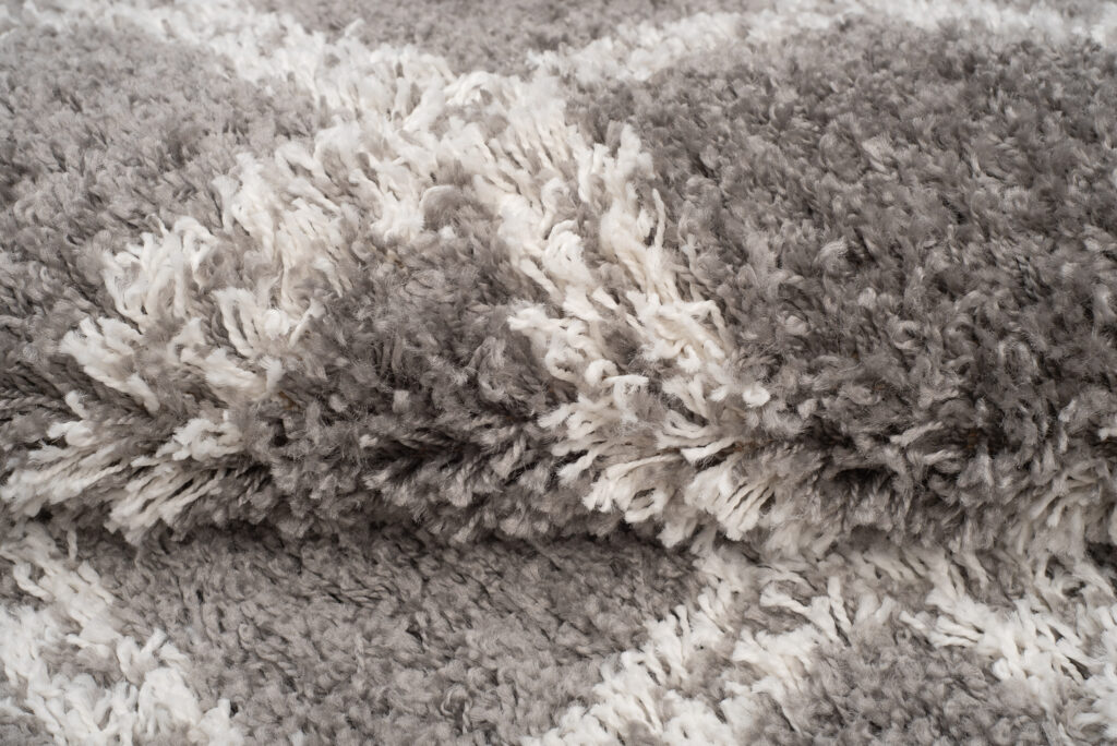Tapis Boho à Franges Gris Carreaux Shaggy
