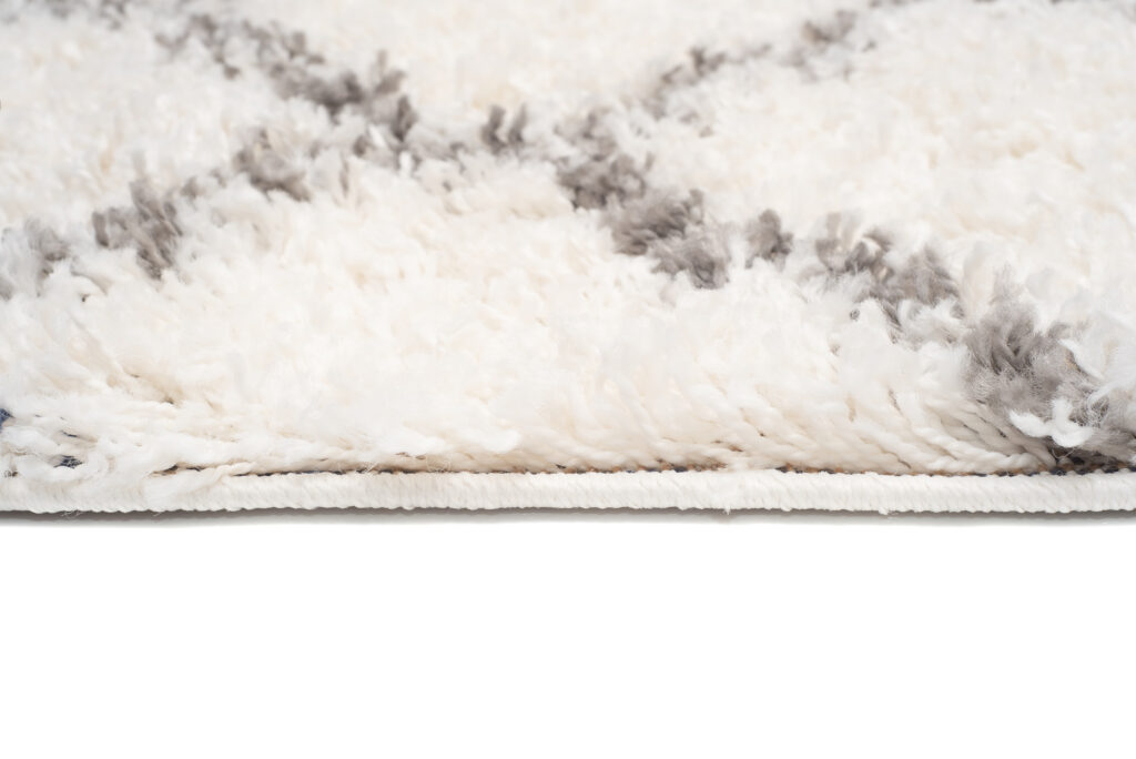 Tapis Boho à Franges Crème Treillis Shaggy