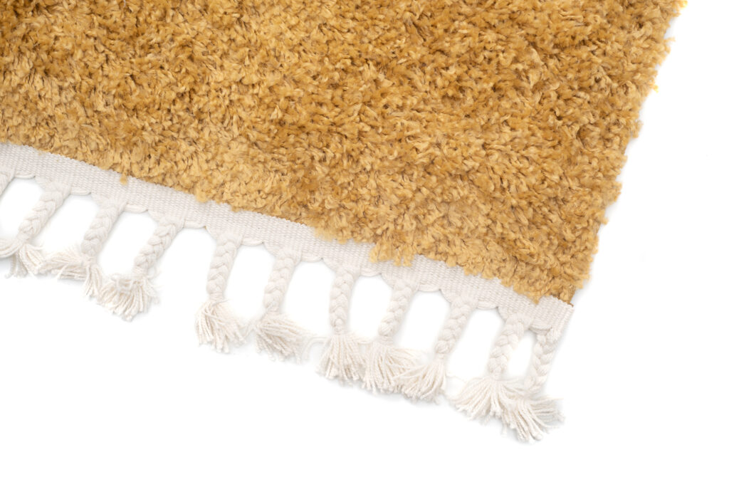 Tapis Boho à Franges Moutarde Shaggy