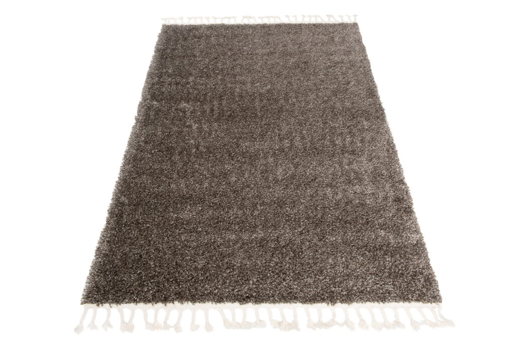Tapis Boho à Franges Taupe Gris Shaggy