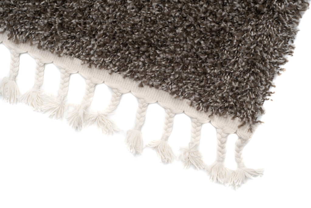 Tapis Boho à Franges Taupe Gris Shaggy