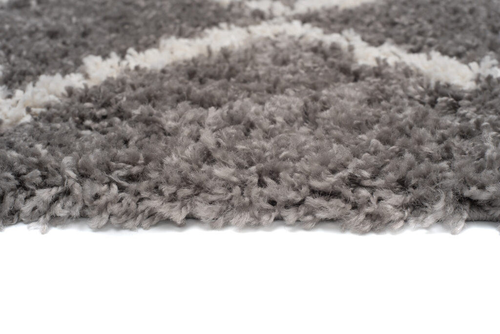 Tapis Boho à Franges Gris Zigzag Shaggy