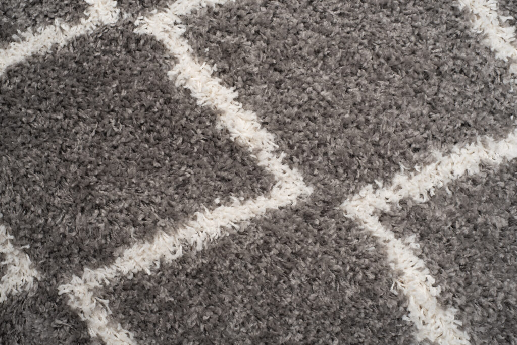 Tapis Boho à Franges Gris Zigzag Shaggy