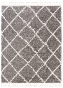 Tapis Boho à Franges Gris Losanges Shaggy