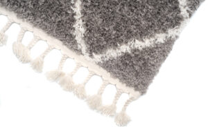 Tapis Boho à Franges Gris Losanges Shaggy