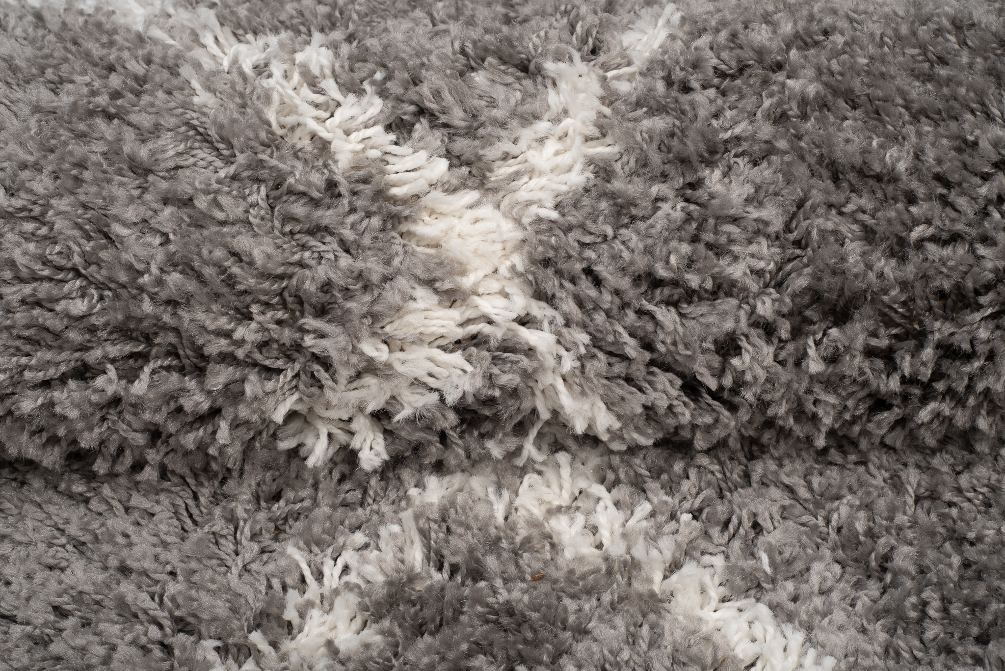 Tapis Boho à Franges Gris Losanges Shaggy