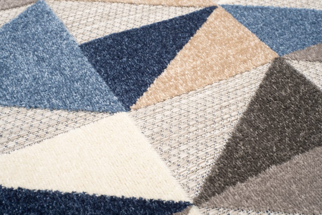 Tapis Extérieur Patio Gris Bleu Géométrique