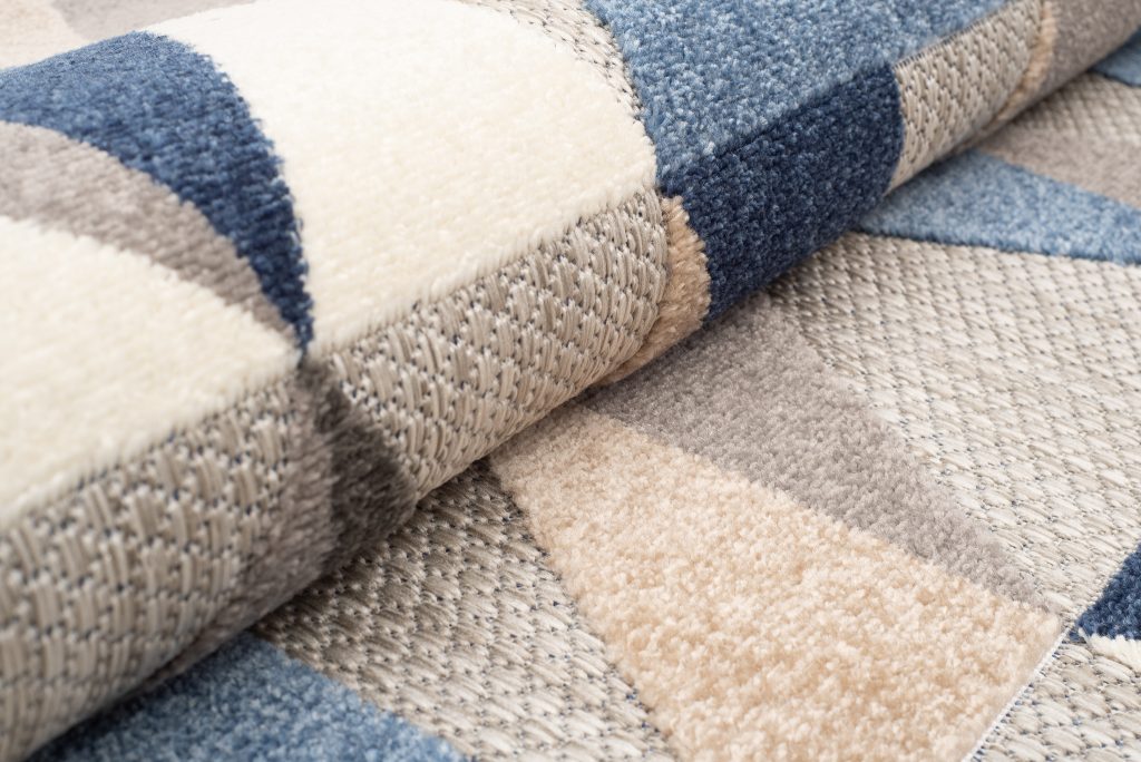 Tapis Extérieur Patio Gris Bleu Géométrique