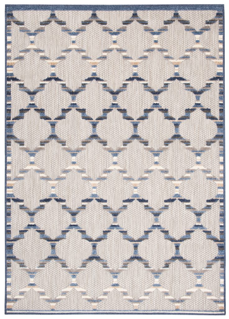 Tapis Extérieur Patio Gris Bleu Treillis