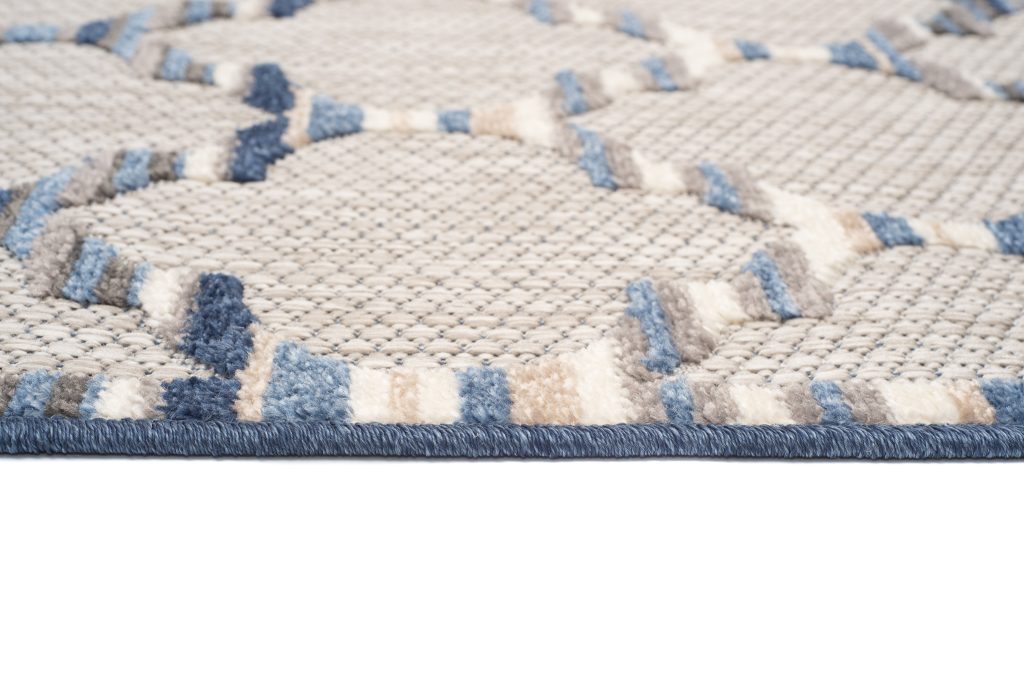 Tapis Extérieur Patio Gris Bleu Treillis