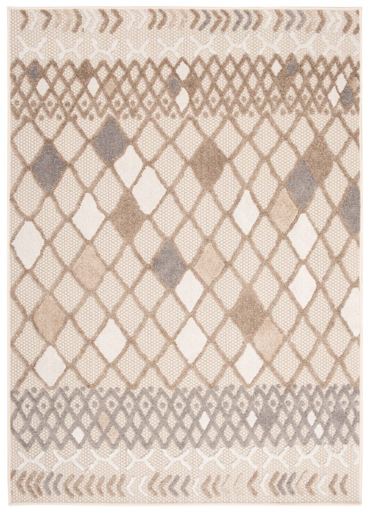 Tapis Extérieur Patio Gris Crème Ethnique