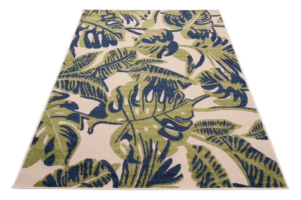 Tapis Extérieur Patio Crème Feuilles de Monstera