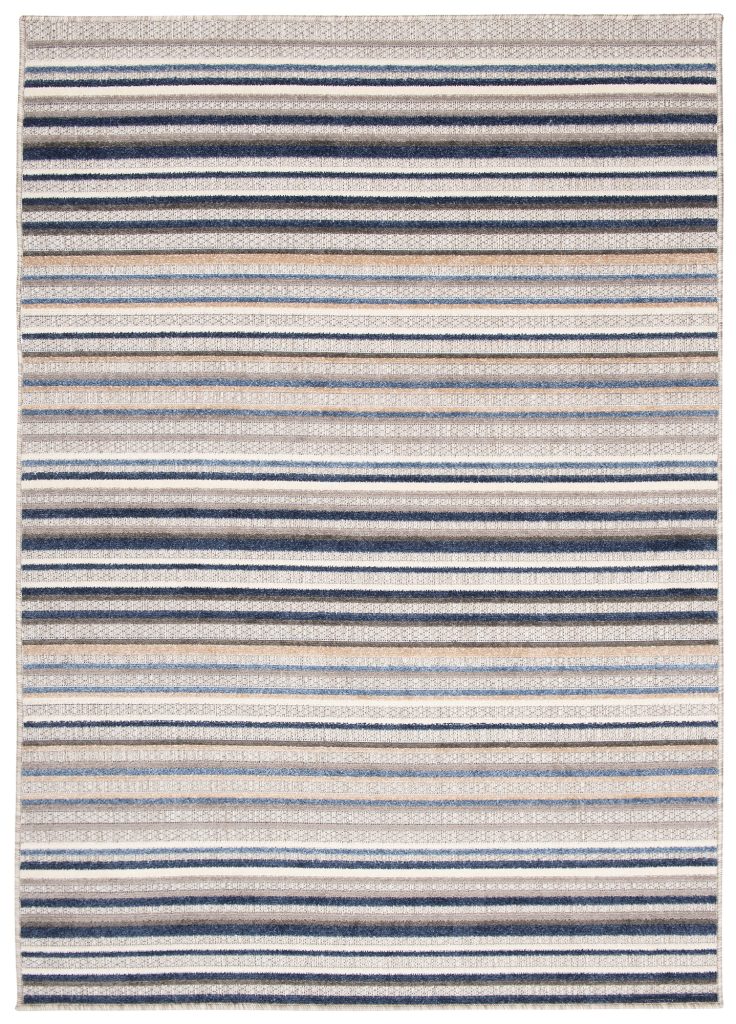 Tapis Extérieur Patio Gris Bleu Rayé