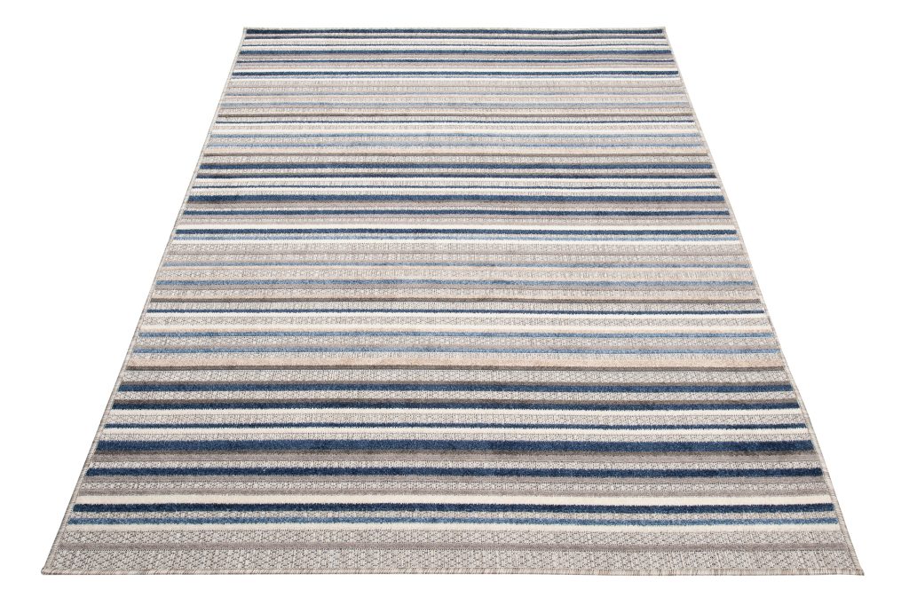 Tapis Extérieur Patio Gris Bleu Rayé